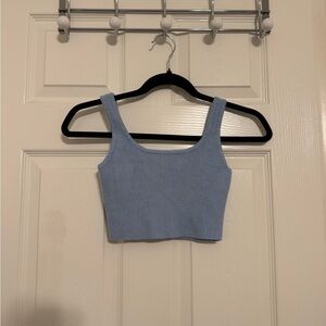 Studio Sky Blue Ribbed Crop Top
